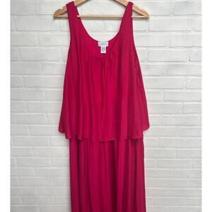 Soft Surroundings Bright Pink Fuchsia Chiffon Sleeveless Flowy Maxi Dress -sz M